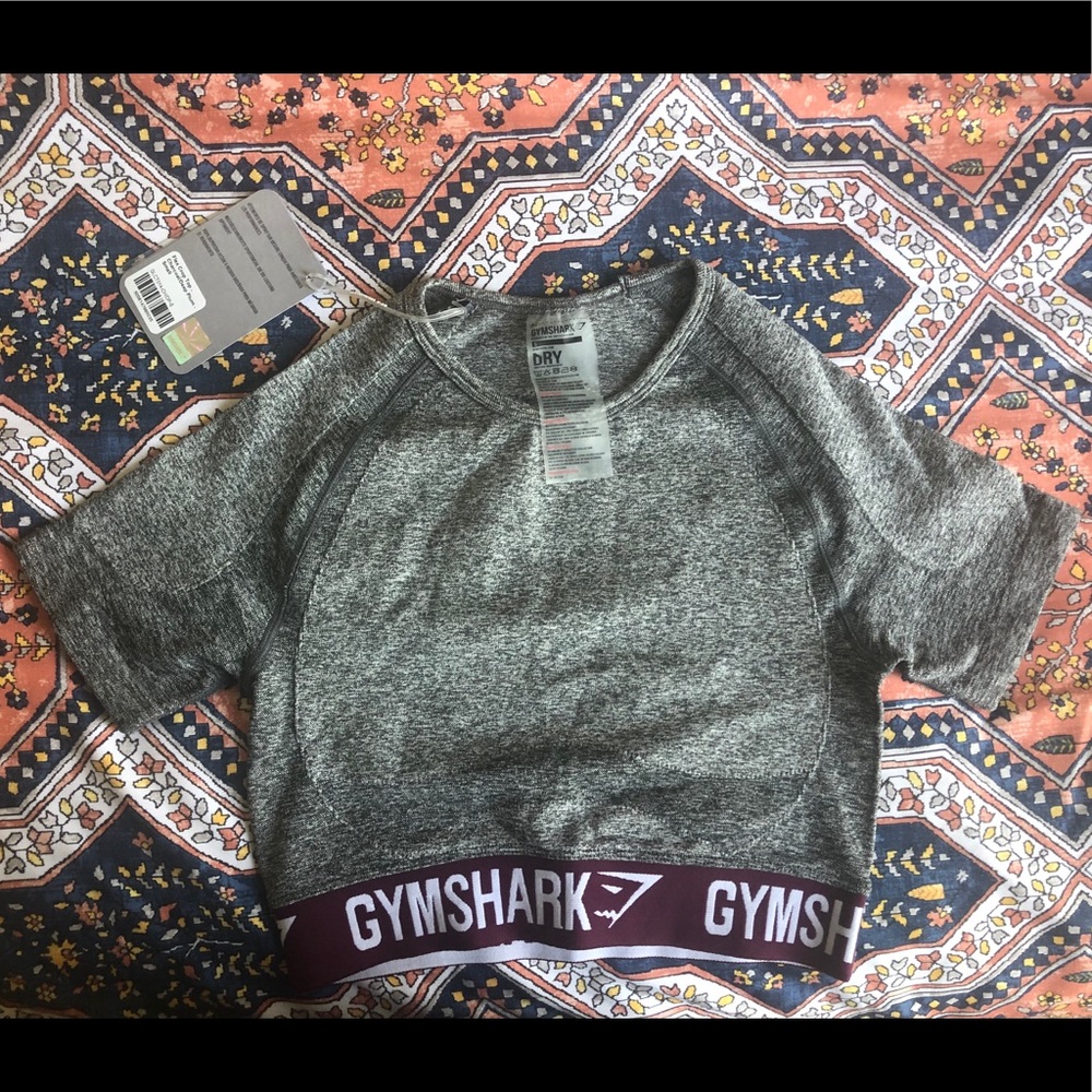 NWT Gymshark Flex Crop in Charcoal/Deep Plum